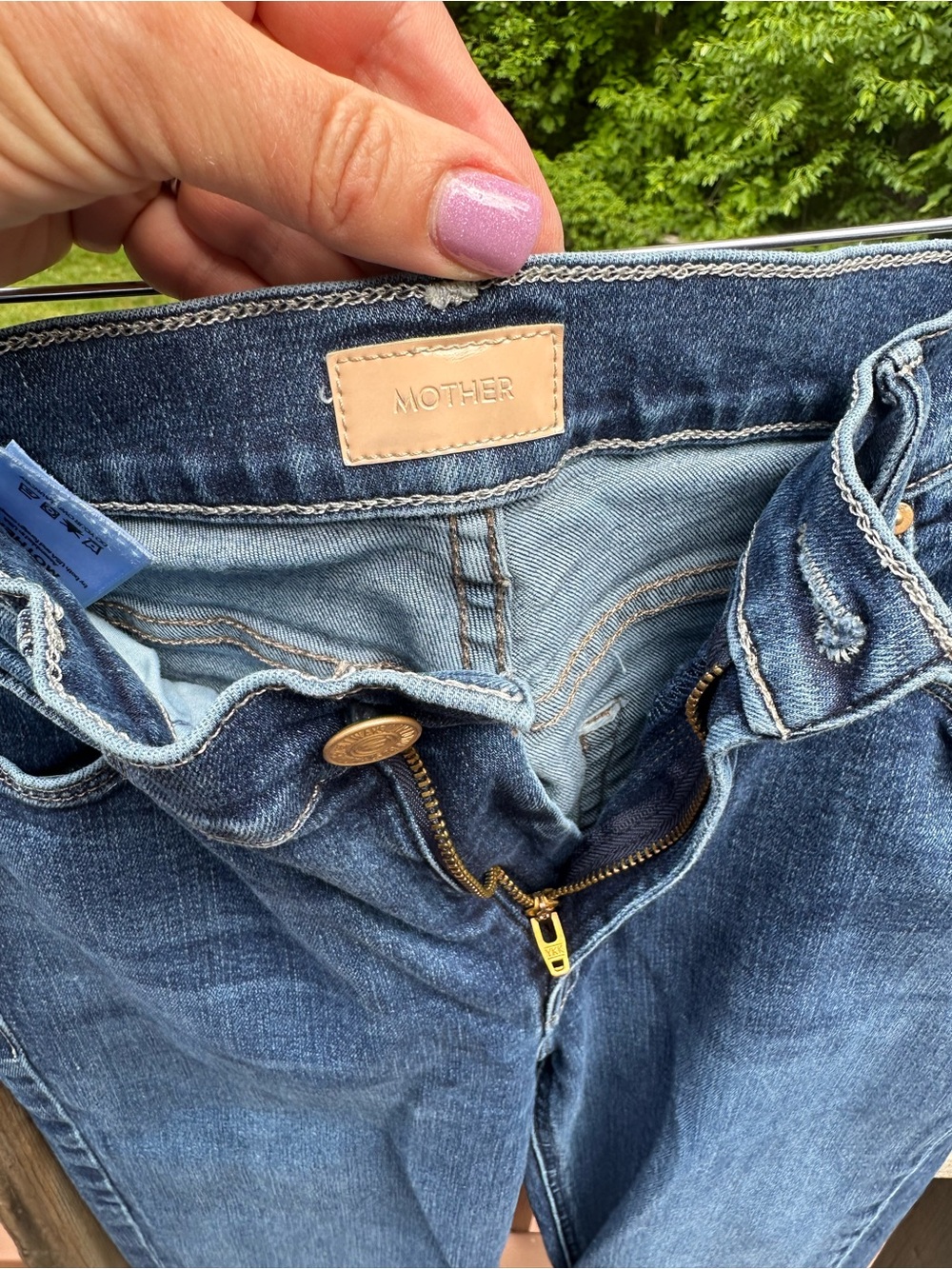 MOTHER Light and Dark Blue Two-Tone Denim Jeans - the Runaway - Picture 8 of 8